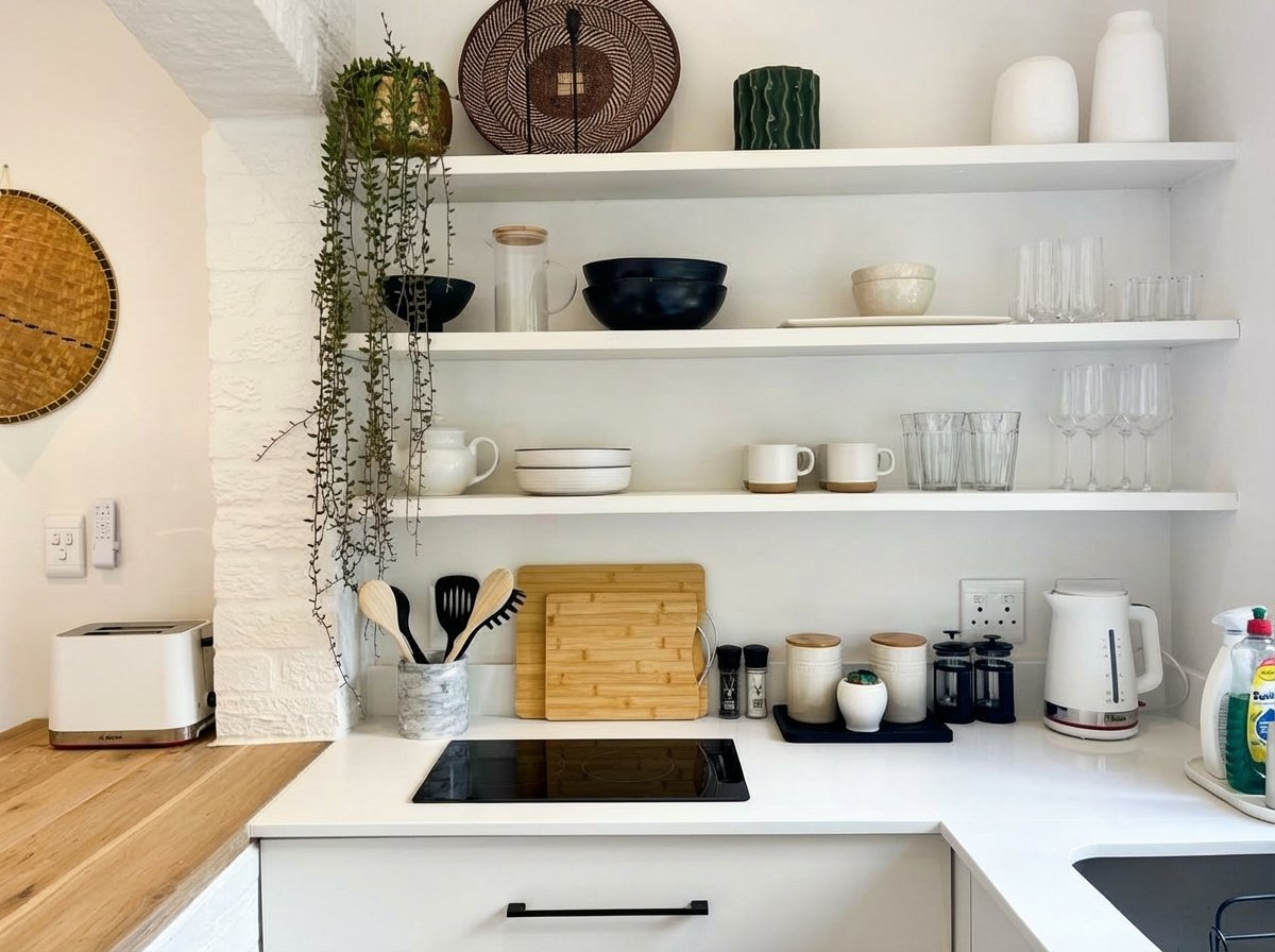 Kitchen with everything needed to cook and prepare light meals