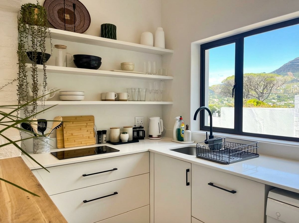 Fully equipped modern kitchen with stunning mountain views